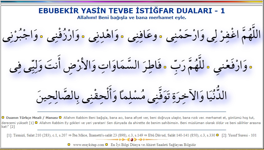 EBUBEKiR-YASiN-TEVBE-iSTİGFAR-DUASi