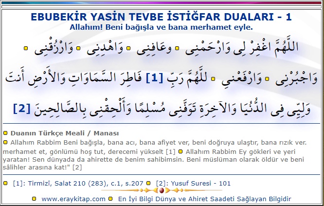 EBUBEKiR-YASiN-TEVBE-iSTİGFAR-DUASi