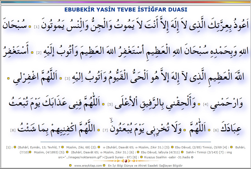 EBUBEKiR-YASiN-TEVBE-iSTİGFAR-DUASi